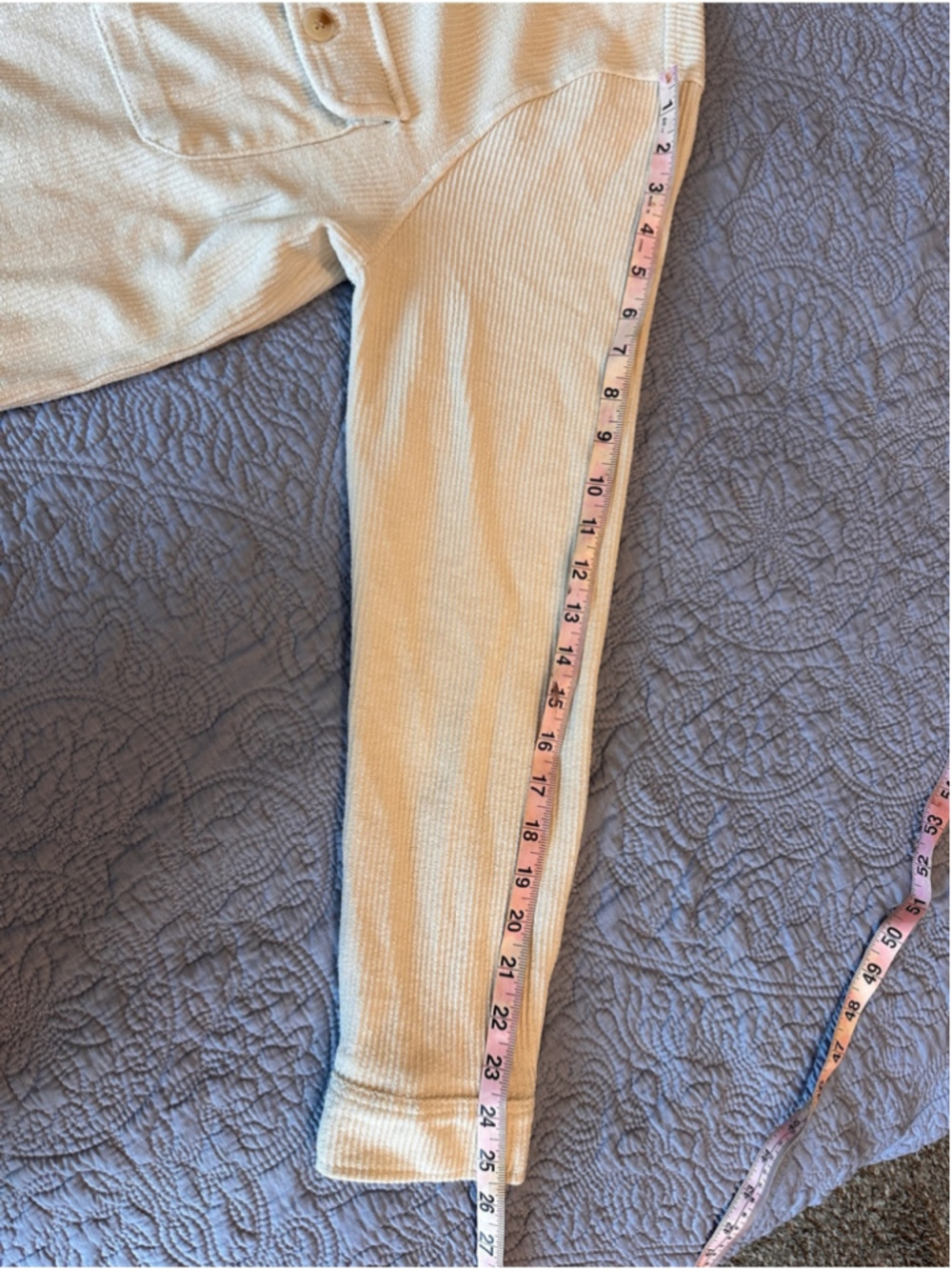 Thread & Supply Cream Ribbed Button-Front Utility Shacket - Picture 8 of 8
